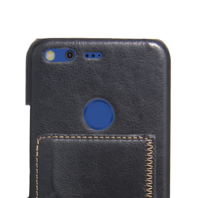 For Google Pixel Vintage Leather Coated Kickstand Hard Cover with Card Slot - Black-2