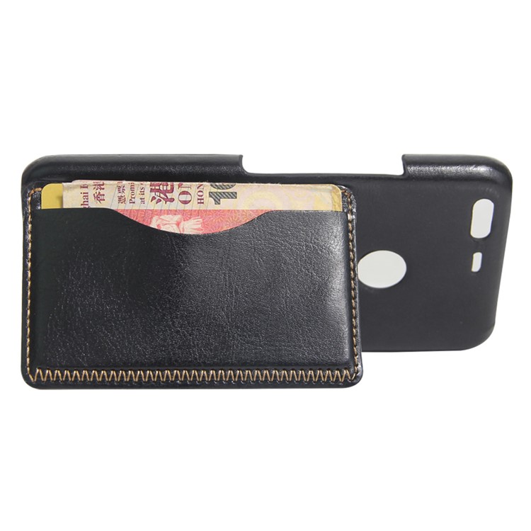 For Google Pixel Vintage Leather Coated Kickstand Hard Cover with Card Slot - Black-5
