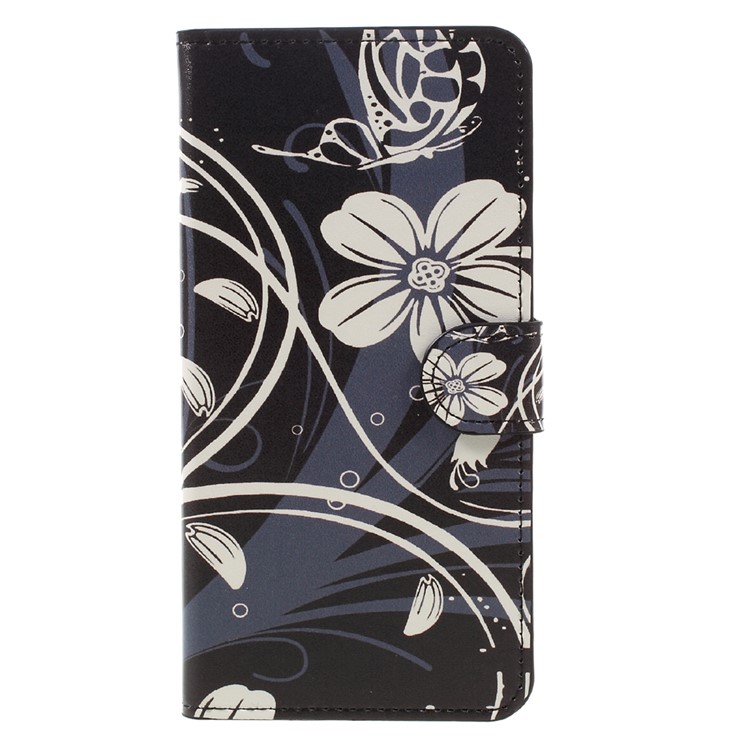 Patterned Leather Wallet Mobile Cover for Google Pixel XL - White Butterfly Flower-3