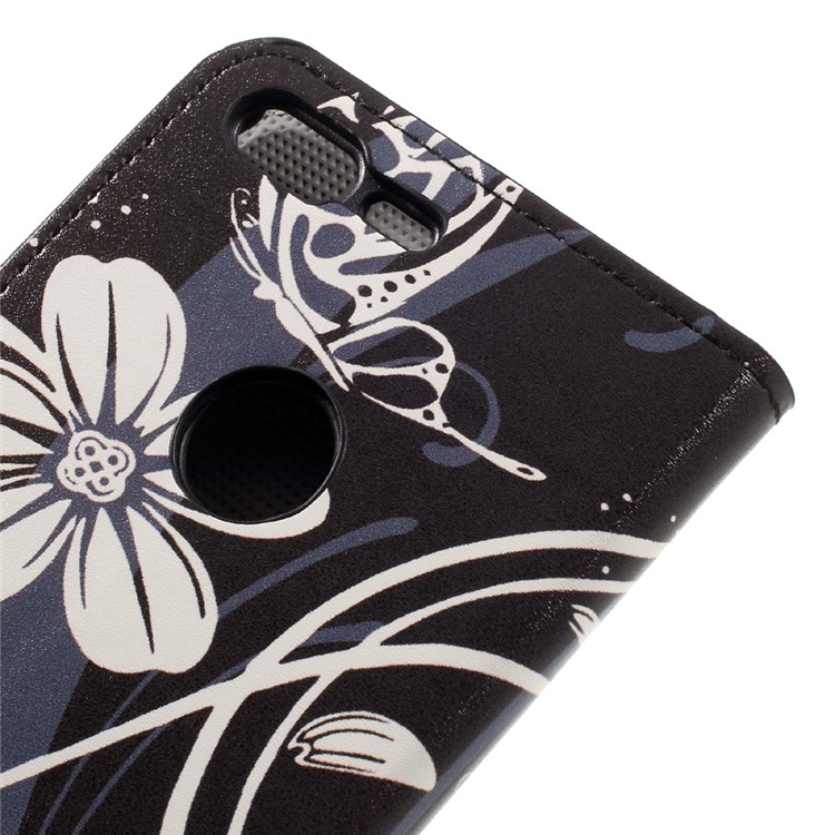 Patterned Leather Wallet Mobile Cover for Google Pixel XL - White Butterfly Flower-8