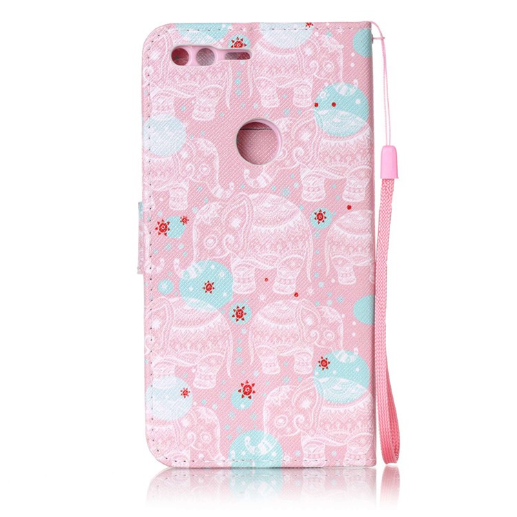 Wallet Leather Stand Case for Google Pixel - Elephant Pattern-2