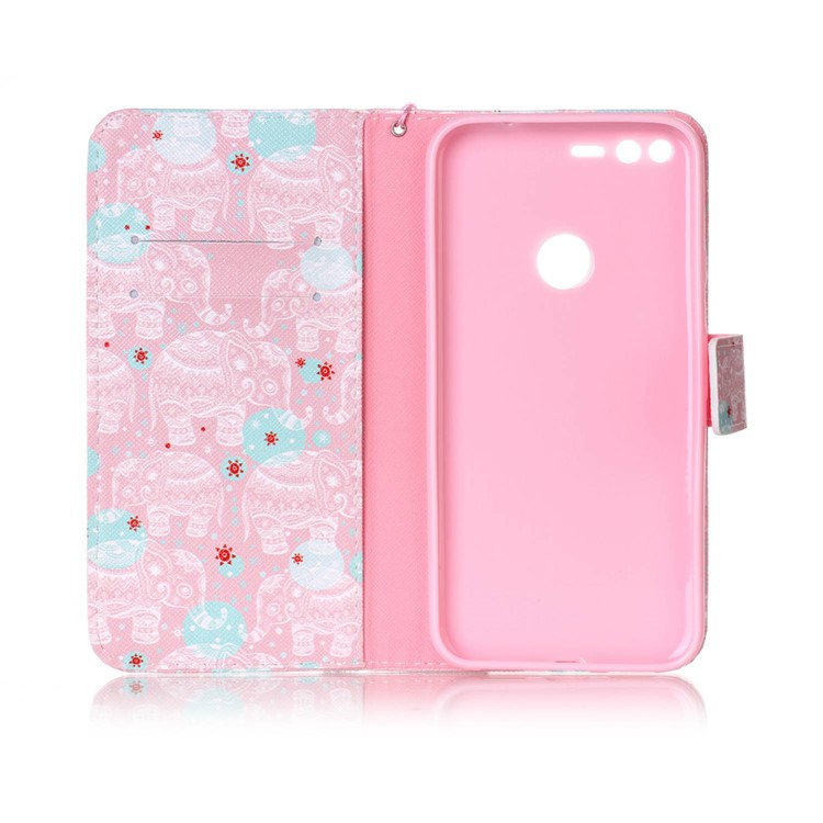 Wallet Leather Stand Case for Google Pixel - Elephant Pattern-3
