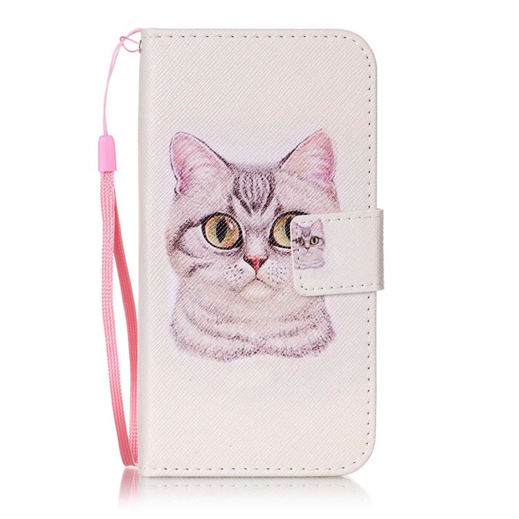 Patterned PU Leather Wallet Phone Case with Lanyard for Google Pixel XL - Lovely Cat-1