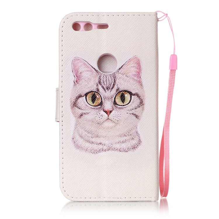 Patterned PU Leather Wallet Phone Case with Lanyard for Google Pixel XL - Lovely Cat-2