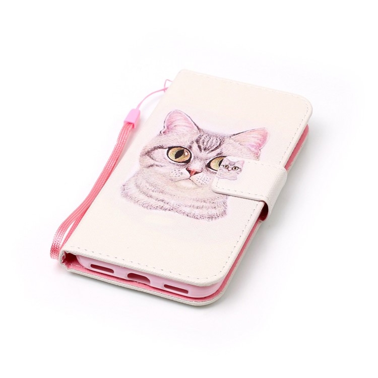 Patterned PU Leather Wallet Phone Case with Lanyard for Google Pixel XL - Lovely Cat-5