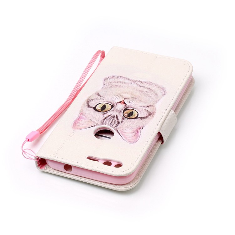 Patterned PU Leather Wallet Phone Case with Lanyard for Google Pixel XL - Lovely Cat-6