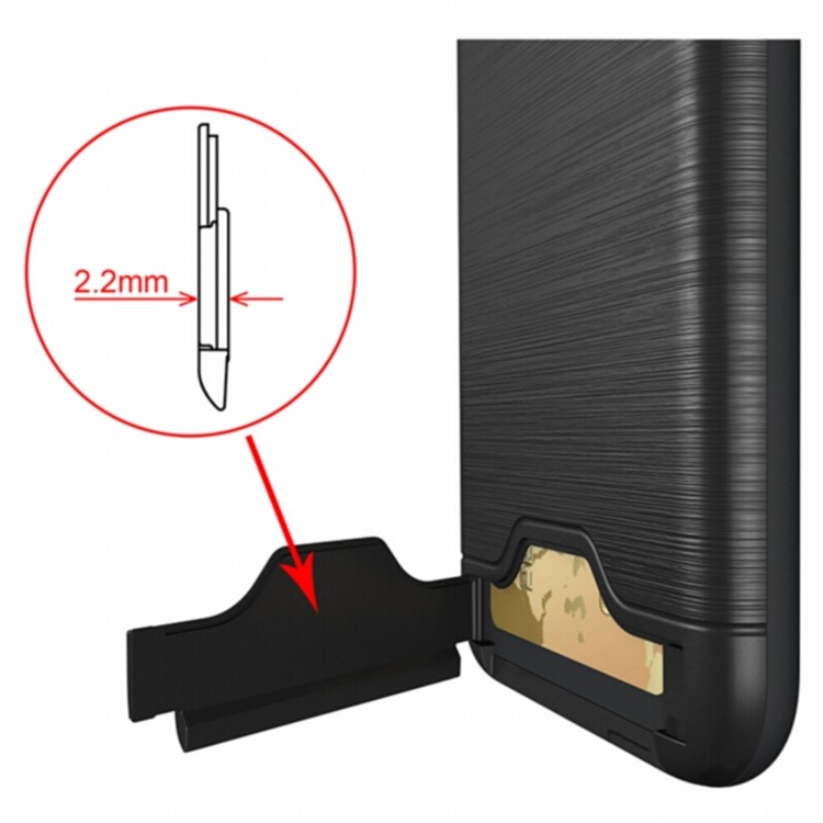 For Google Pixel XL 5.5 inch Brushed PC TPU Hybrid Card Holder Case with Kickstand - Black-7