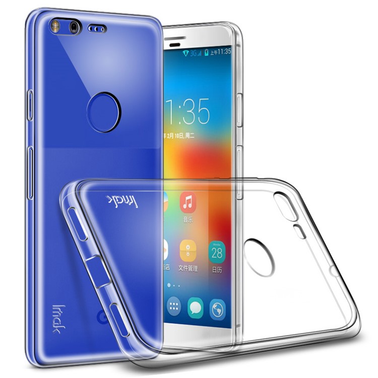 IMAK Glossy Clear TPU Mobile Phone Shell for Google Pixel XL + Screen Protector Film - Transparent-1