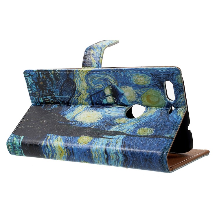 Pattern Printing Leather Wallet Case for Google Pixel - Starry Night-3