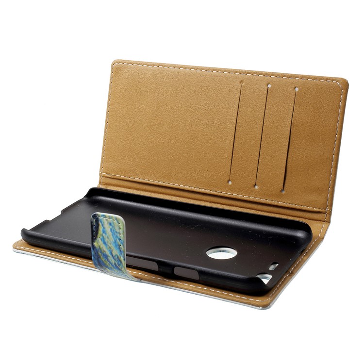 Pattern Printing Leather Wallet Case for Google Pixel - Starry Night-5