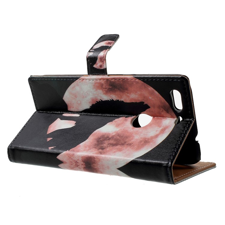 Pattern Printing Leather Wallet Shell for Google Pixel - Wolf Howling at the Moon-3