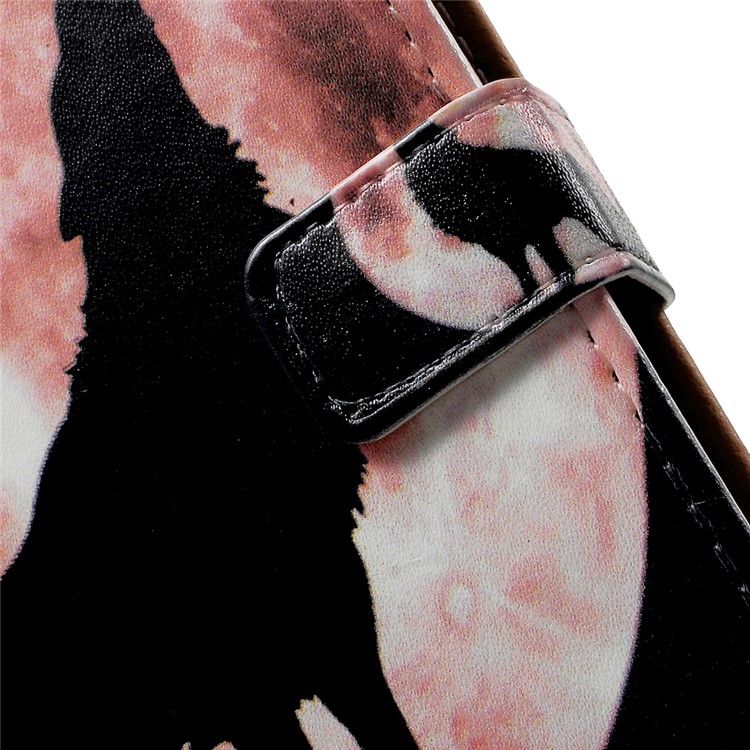 Pattern Printing Leather Wallet Shell for Google Pixel - Wolf Howling at the Moon-6