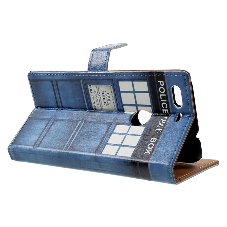 Pattern Printing Leather Stand Phone Shell for Google Pixel - Police Public Call Box-3