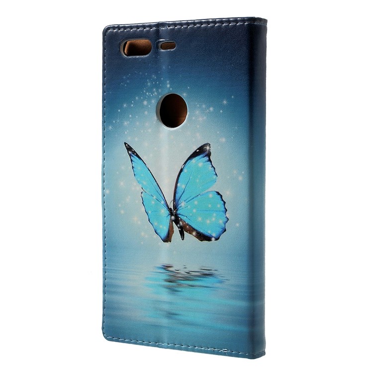Pattern Printing Leather Stand Cover for Google Pixel - Blue Butterfly-2