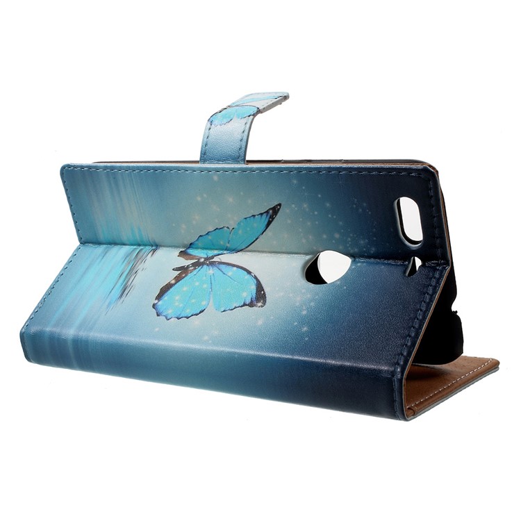 Pattern Printing Leather Stand Cover for Google Pixel - Blue Butterfly-3