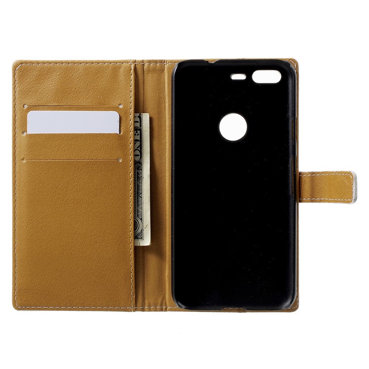 Pattern Printing Leather Stand Protective Case for Google Pixel - Eiffel Tower-5