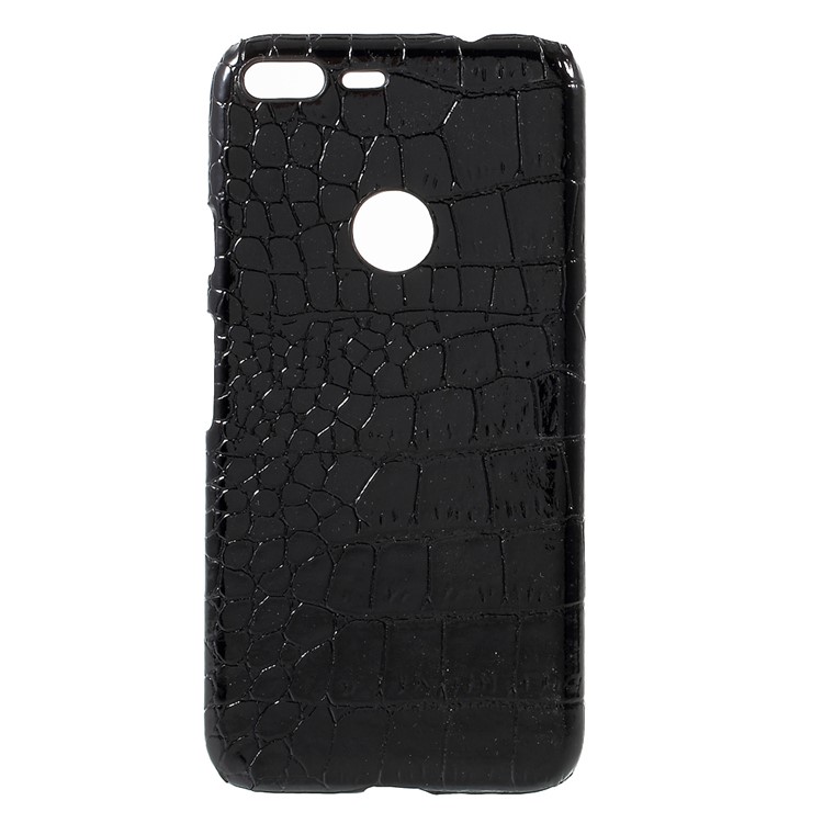Leather Coated Hard PC Phone Case for Google Pixel XL - Crocodile Texture / Black-1