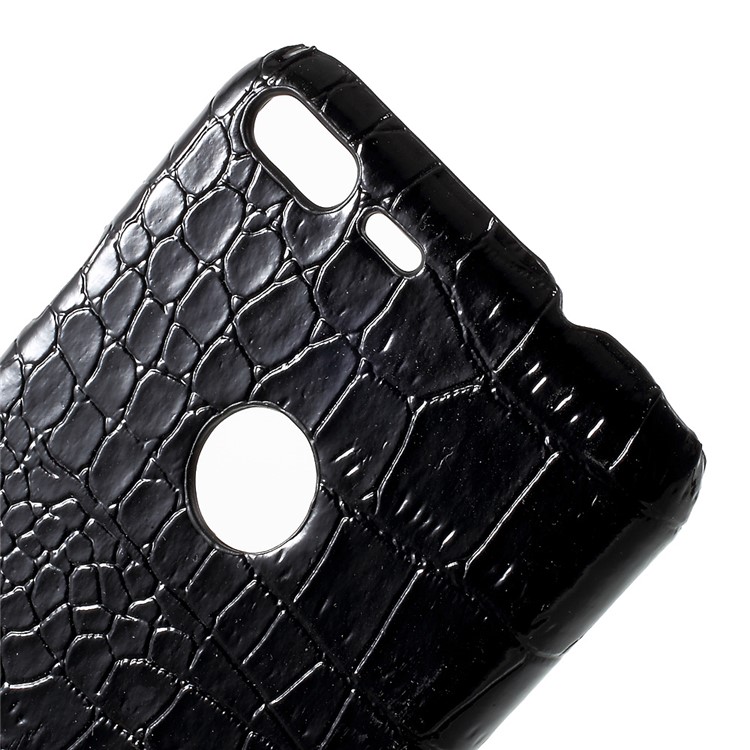 Leather Coated Hard PC Phone Case for Google Pixel XL - Crocodile Texture / Black-4