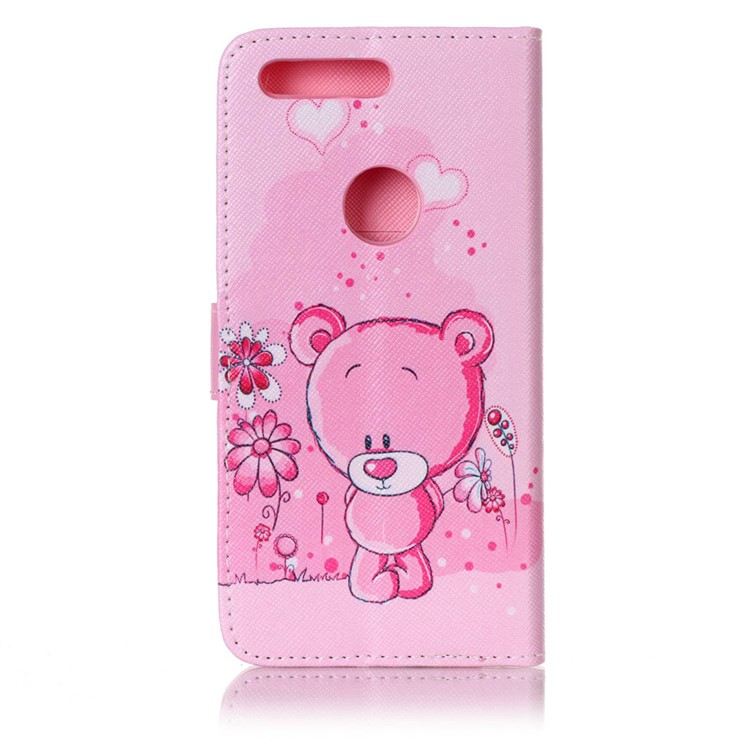 Pattern Printing Mobile Case Leather Wallet for Google Pixel - Cute Bear and Flowers-2