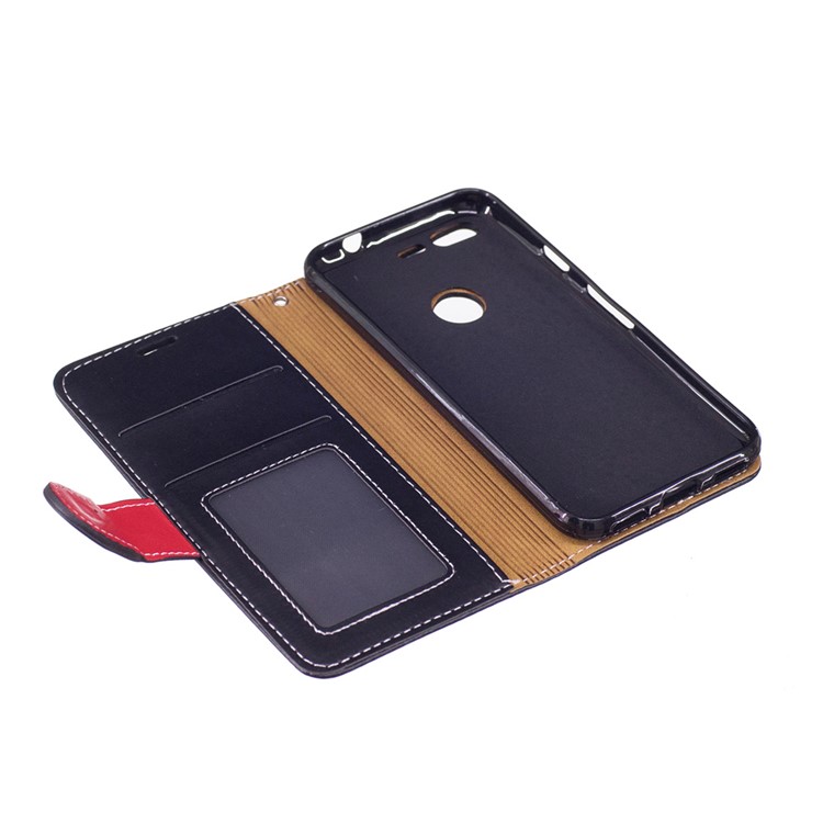 Graceful Series Stitching Leather Wallet Cover with Hand Strap for Google Pixel - Black-7