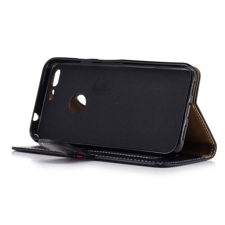 Graceful Series Stitching Leather Wallet Case with Hand Strap for Google Pixel XL - Black-4