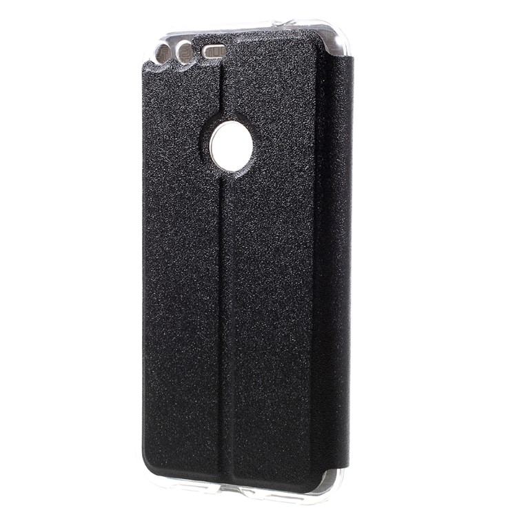 Slide Answer View Window Leather Phone Case for Google Pixel XL - Black-2