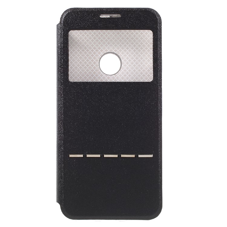 Slide Answer View Window Leather Phone Case for Google Pixel XL - Black-3