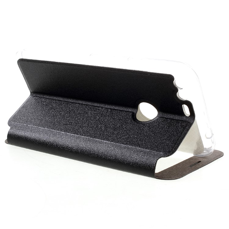 Slide Answer View Window Leather Phone Case for Google Pixel XL - Black-5