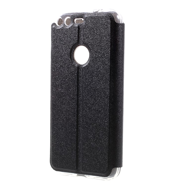 View Window Touch Slide Leather Flip Case for Google Pixel - Black-2