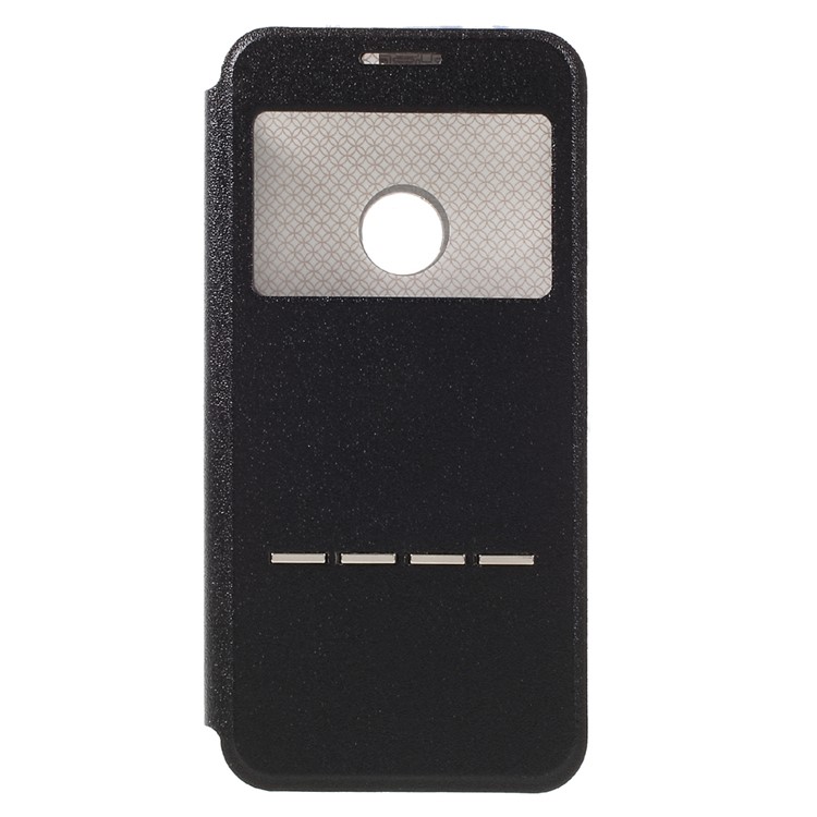 View Window Touch Slide Leather Flip Case for Google Pixel - Black-3