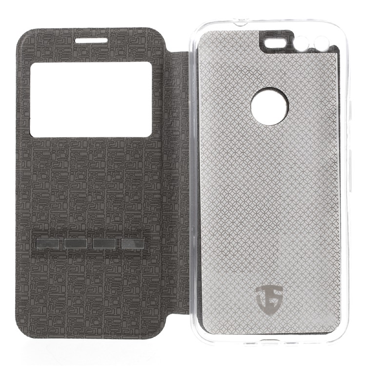 View Window Touch Slide Leather Flip Case for Google Pixel - Black-6