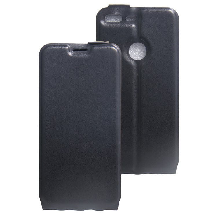 For Google Pixel Vertical Flip Crazy Horse Leather Case with Card/Photo Slot - Black-1