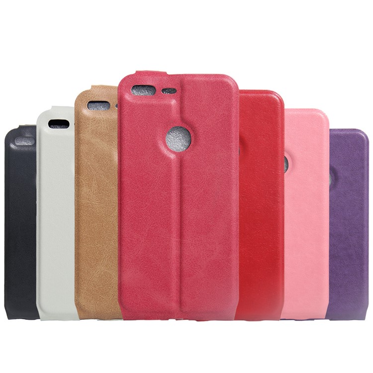 For Google Pixel Vertical Flip Crazy Horse Leather Case with Card/Photo Slot - Black-5