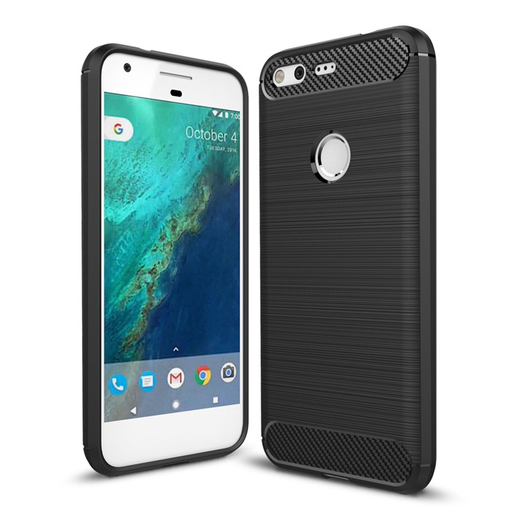 Carbon Fiber Brushed TPU Drop-proof Phone Case for Google Pixel - Black-1