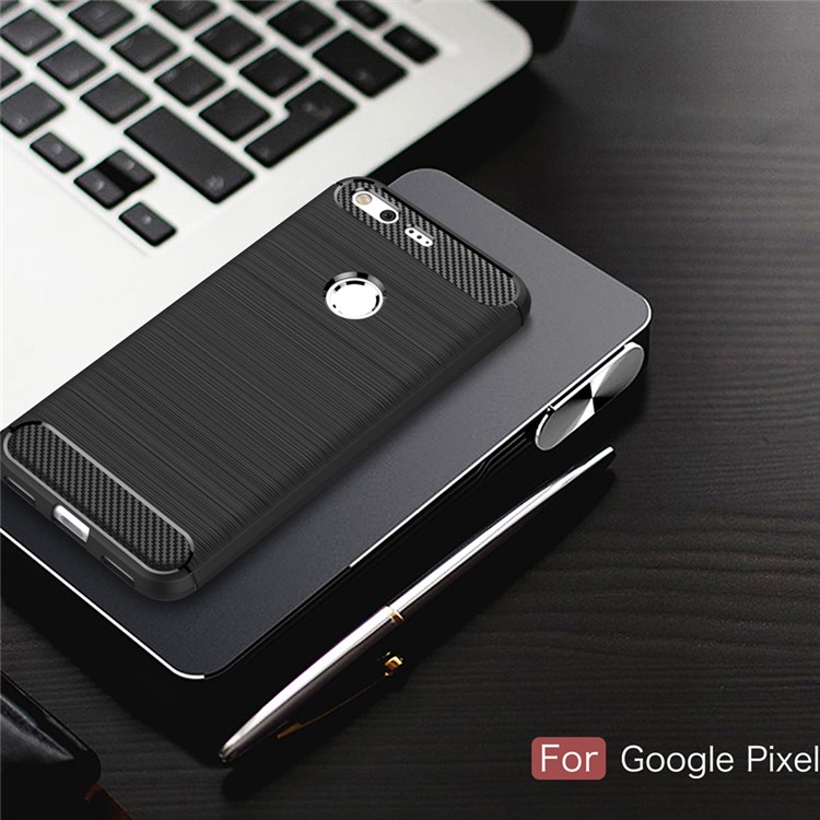 Carbon Fiber Brushed TPU Drop-proof Phone Case for Google Pixel - Black-10