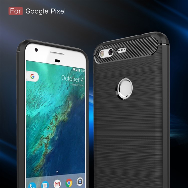 Carbon Fiber Brushed TPU Drop-proof Phone Case for Google Pixel - Black-3