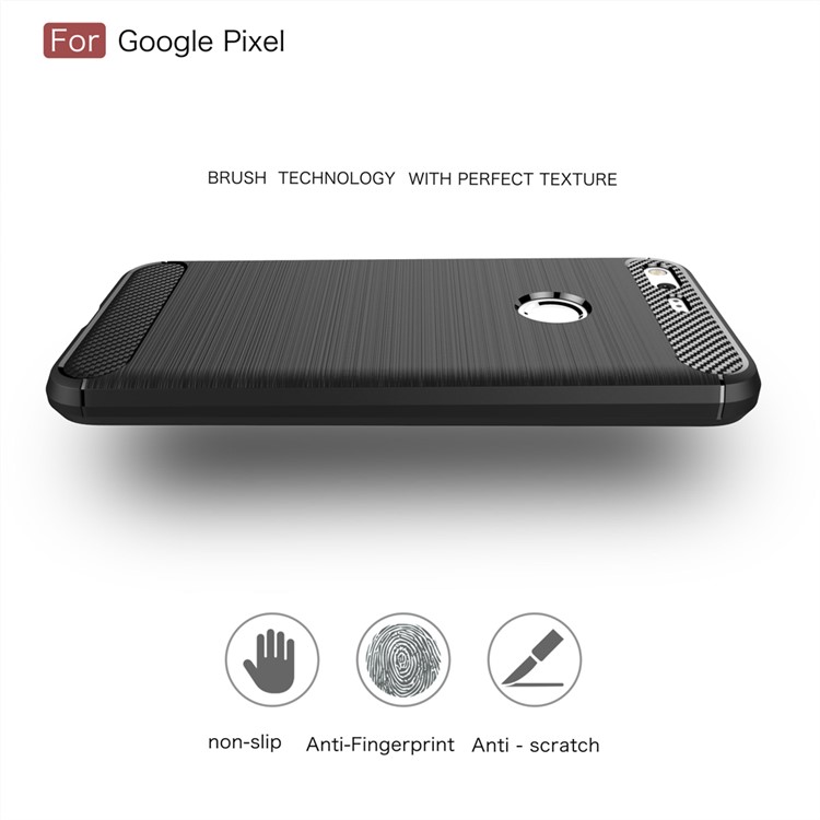 Carbon Fiber Brushed TPU Drop-proof Phone Case for Google Pixel - Black-4