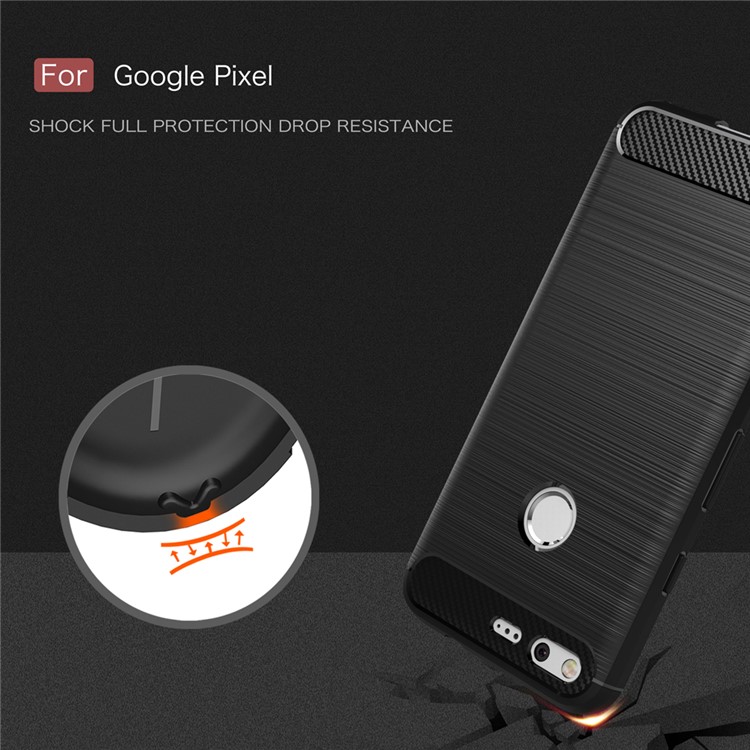 Carbon Fiber Brushed TPU Drop-proof Phone Case for Google Pixel - Black-7