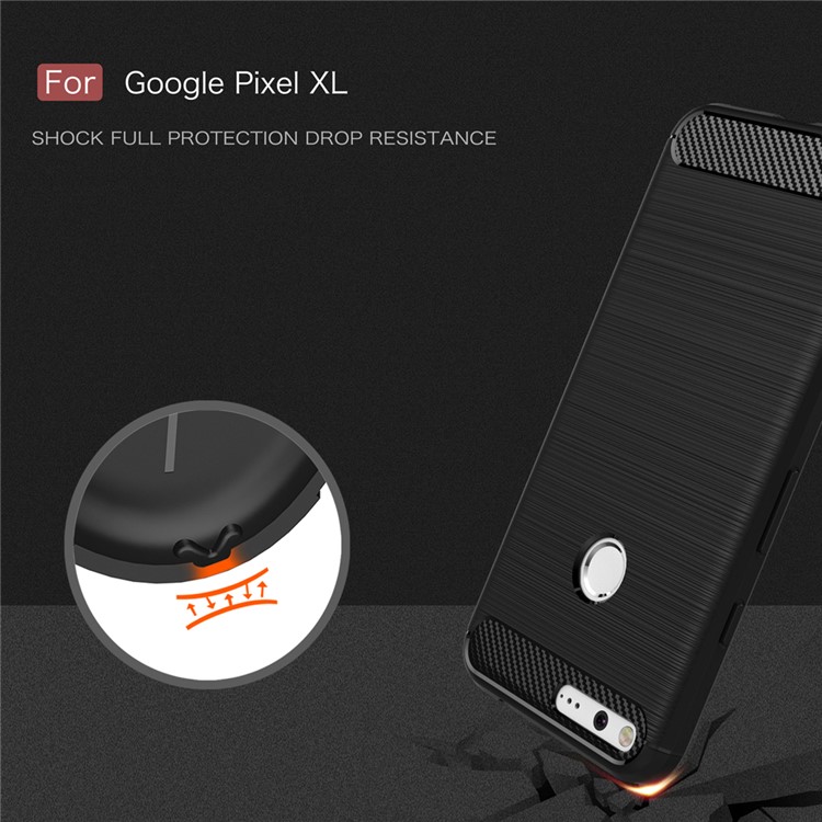 Carbon Fibre Brushed TPU Shell for Google Pixel XL - Black-7