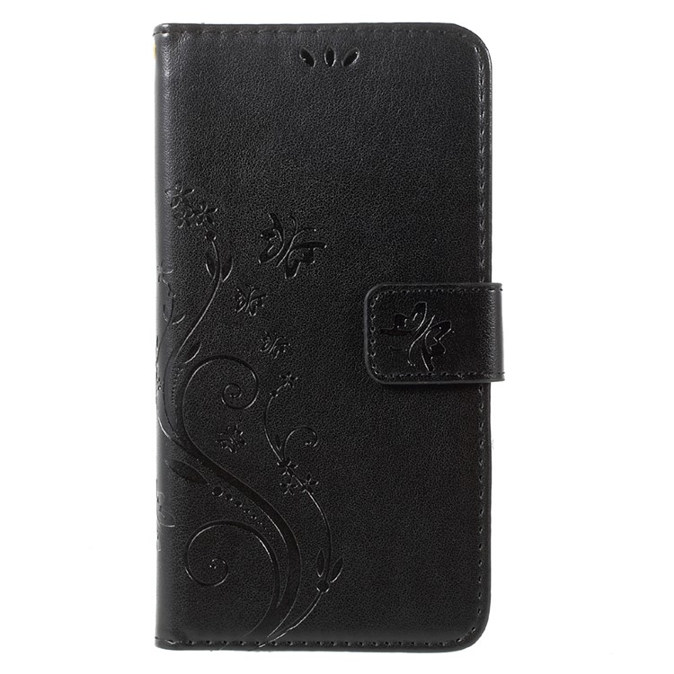 Butterfly Flowers Pattern Leather Wallet Case for Motorola Moto G5 Plus - Black-2