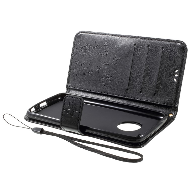 Butterfly Flowers Pattern Leather Wallet Case for Motorola Moto G5 Plus - Black-9