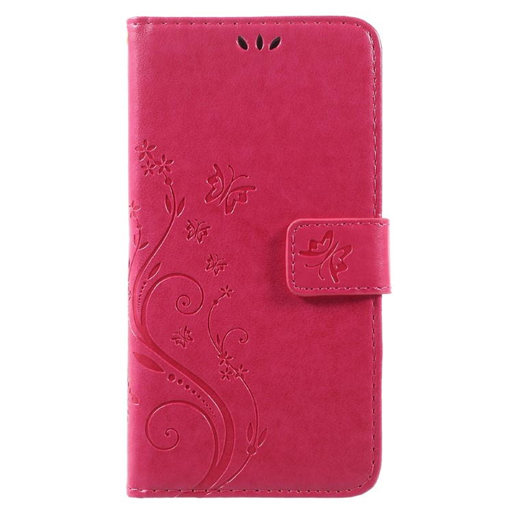 Butterfly Flowers Pattern PU Leather Wallet Case for Motorola Moto G5 Plus - Rose-1