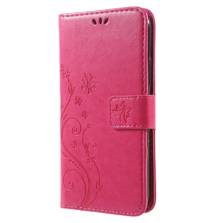 Butterfly Flowers Pattern PU Leather Wallet Case for Motorola Moto G5 Plus - Rose-2