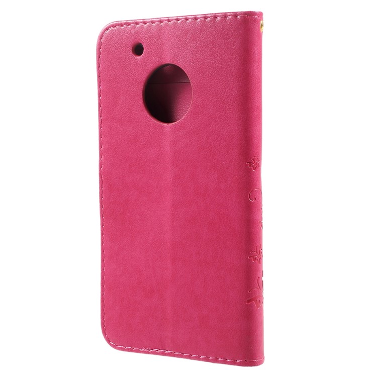 Butterfly Flowers Pattern PU Leather Wallet Case for Motorola Moto G5 Plus - Rose-3