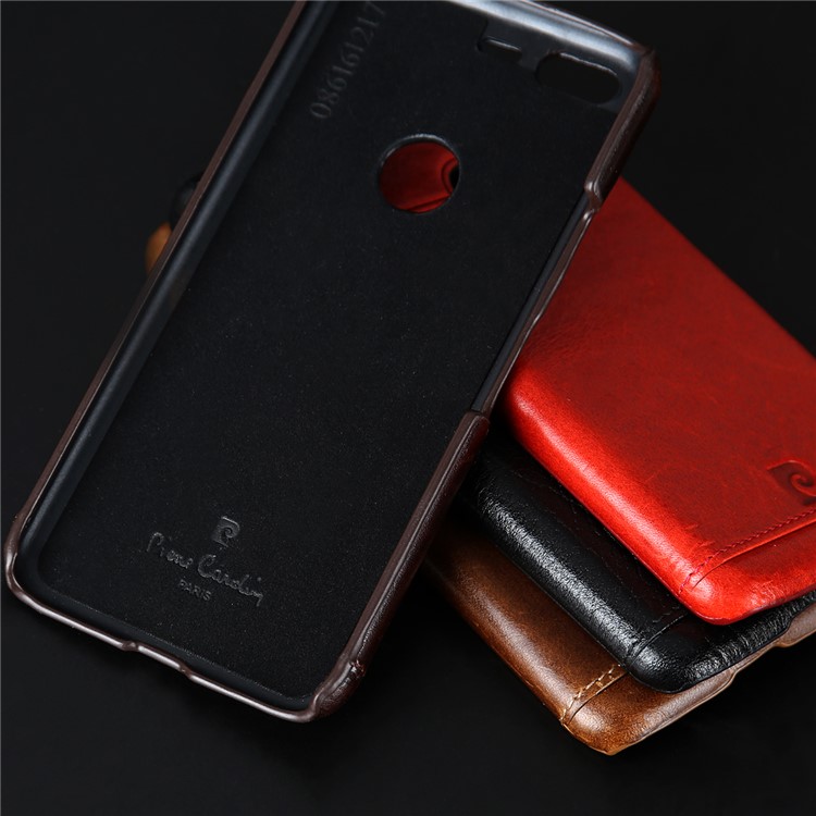 PIERRE CARDIN Stitched Genuine Leather Coated Hard Case for Google Pixel - Black-8