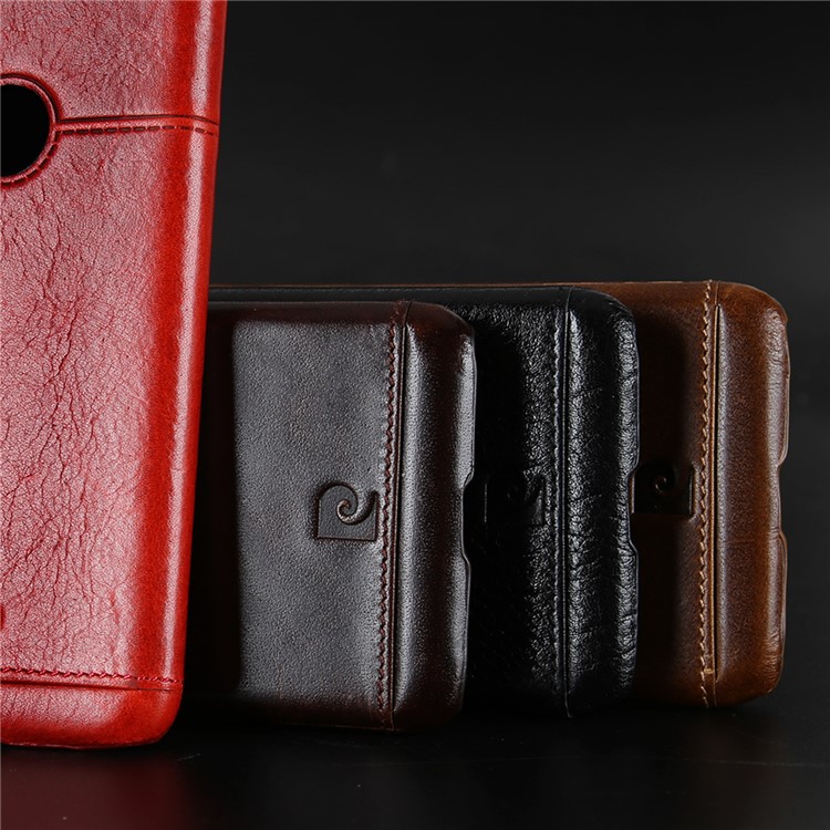 PIERRE CARDIN Stitched Genuine Leather Coated Hard Case for Google Pixel - Black-9