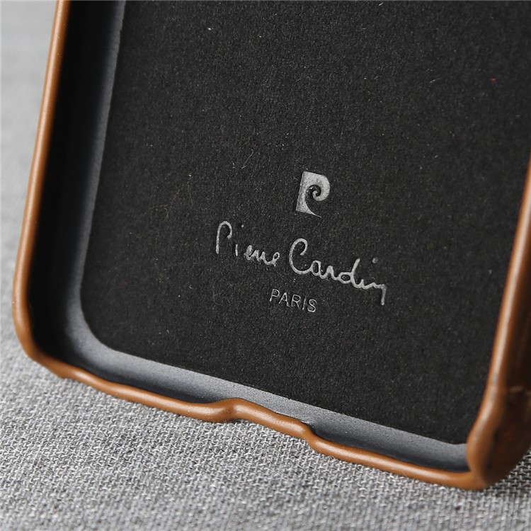 PIERRE CARDIN Stitched Genuine Leather Coated Hard Phone Cover for Google Pixel - Brown-5
