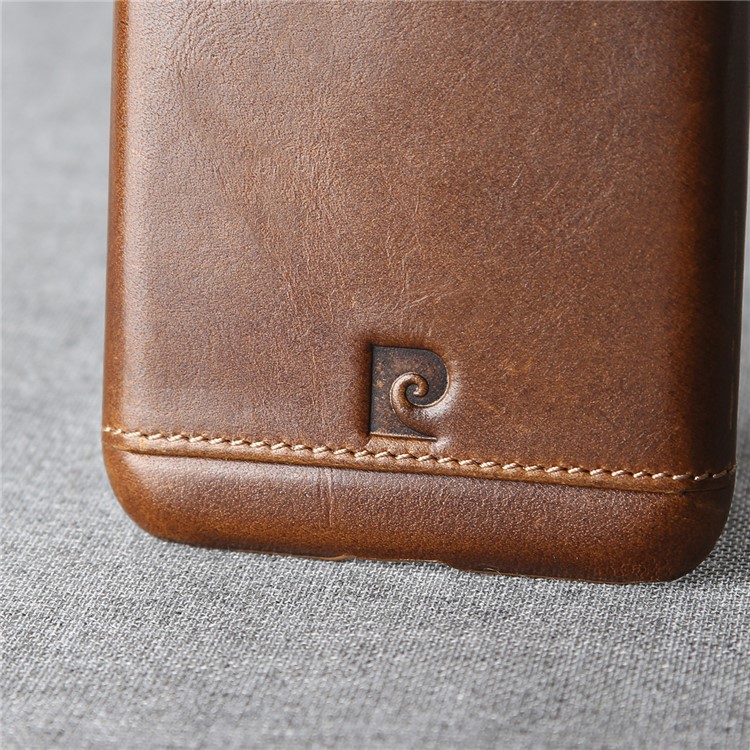PIERRE CARDIN Stitched Genuine Leather Coated Hard Phone Cover for Google Pixel - Brown-6