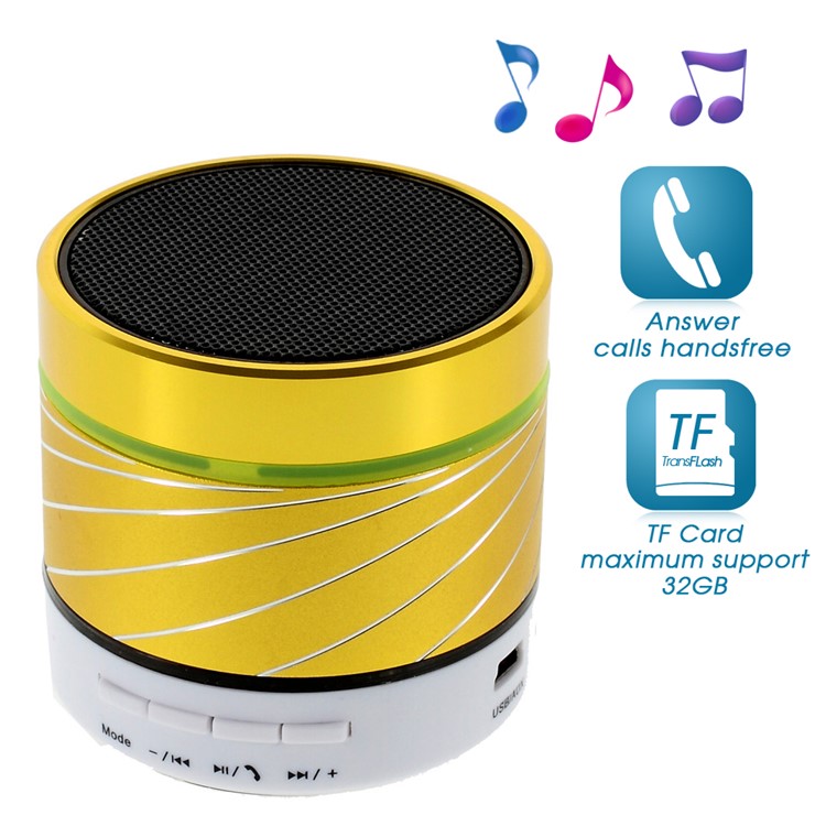 Gold Color Gaoke S07 Metal Bluetooth Speaker with Mic Support USB Flash Driver / TF Card / AUX-1