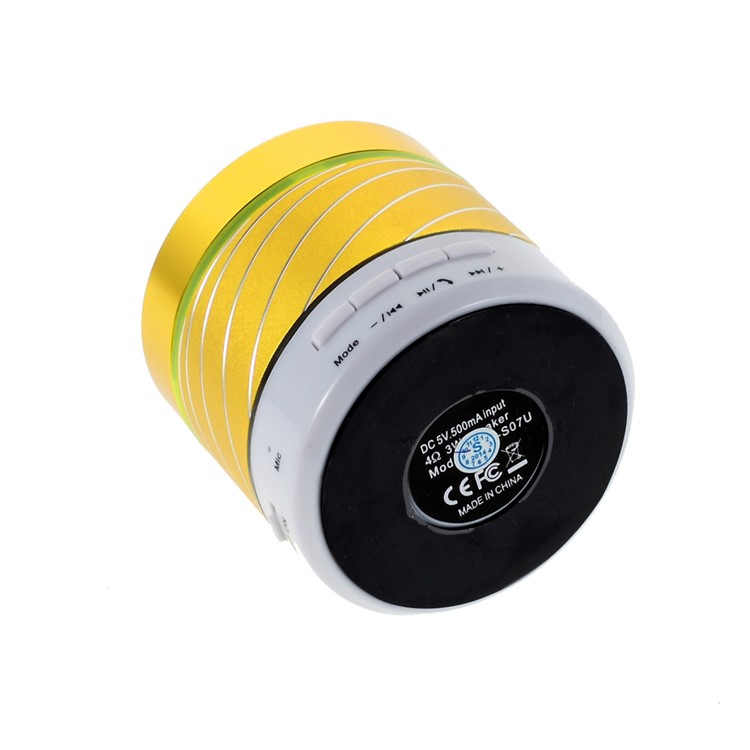 Gold Color Gaoke S07 Metal Bluetooth Speaker with Mic Support USB Flash Driver / TF Card / AUX-2